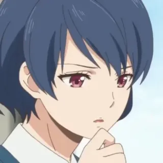 👒 Anime, Meisje, blauw haar, Cartoon, Portret telegram sticker