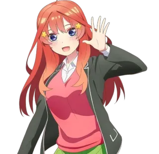 ✋ Anime, Mädchen, Charakter, Süß, Winken, Rotes Haar whatsapp sticker