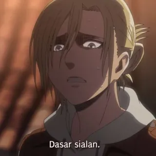 🌟 Attack on Titan Dasar sialan. Anime, Ataque dos Titãs, Triste, Chateado/a, Expressão, Garota Anime telegram sticker