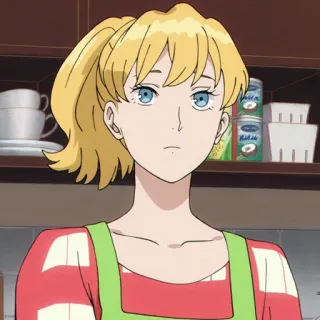 🚬 Anime, Phụ nữ, Tóc vàng, Nhà bếp, Nấu ăn telegram sticker