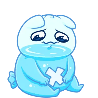 😔 만화, 캐릭터, 슬픈, 파란색 telegram sticker