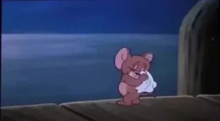 🍜 Jerry Tom and Jerry Cartoon, Muis, Verdrietig, Huilend, Geanimeerd whatsapp sticker