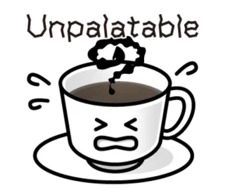 😫 Unpalatable coffee, unpalatable, drink, beverage, cartoon, emoji telegram sticker