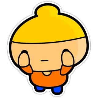 😔 Dessin animé, Sticker, Personnage, Mignon, Jaune, Orange telegram sticker