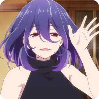 👋 animé, femme, cheveux violets, vague, portrait telegram sticker