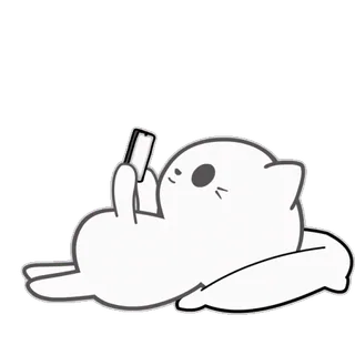 😌 kat, lezen, telefoon, schattig, dier, sticker, wit, liggend telegram sticker