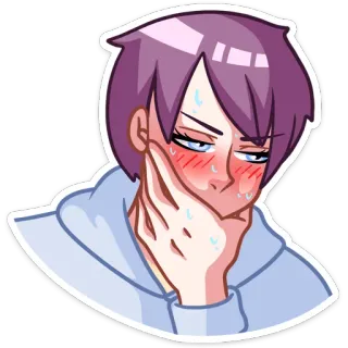 😅 อนิเมะ, เหงื่อออก, หน้าแดง, เขินอาย, ผู้ชาย, คน, การ์ตูน, กังวล whatsapp sticker