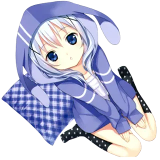 🙏 애니메이션 여자, 토끼, 귀여운, 만화, 카와이, 만화 telegram sticker