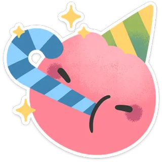 🥳 パーティー, お祝い, 帽子, 楽しい, 漫画, 顔文字, 絵文字 telegram sticker
