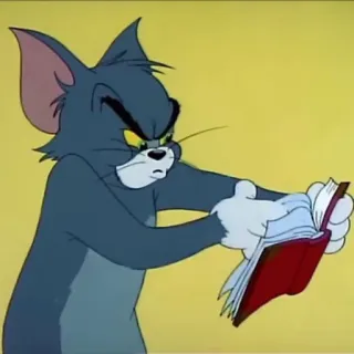 😠 Tom Cat Tom and Jerry desenho animado, gato, frustrado, lendo, livro, Tom e Jerry telegram sticker