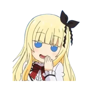 🤭 애니메이션, 만화, 금발, 캐릭터, 만화, 소녀, 치비, 리본 telegram sticker