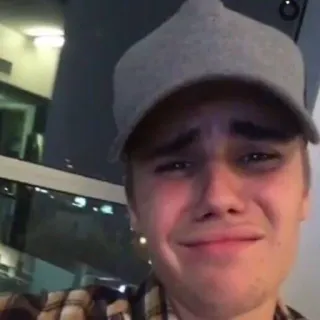 😐 Justin Bieber 泣く, 悲しい, 感情, 涙, 有名人, 歌手 telegram sticker