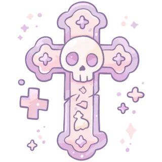 ☠️ cross, skull, pastel, gothic, spiritual, religious, cute telegram sticker