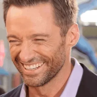 😄 Hugh Jackman aktor, pria, potret, selebriti, tertawa telegram sticker