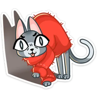 😵 кот, животное, мультик, наклейка, милый, очки, одеяло telegram sticker