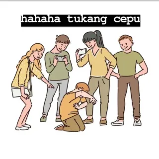😆 hahaha tukang cepu groupe, harcèlement, montrer du doigt, social, taquinerie telegram sticker