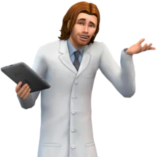 🤷 sims, doctor, lab coat, computer game, male telegram sticker