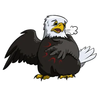 😵 aigle, oiseau, animal, dessin animé, épuisé, transpiration telegram sticker