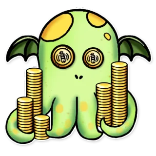 🤑 monstro, criptomoeda, polvo, moedas, riqueza telegram sticker
