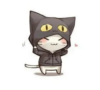 🐱 chat, chaton, mignon, animal, sweat à capuche, dessin animé, autocollant telegram sticker