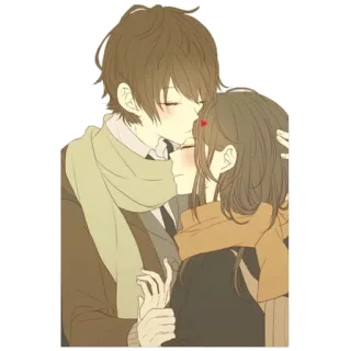😘 Anime, Paar, Liebe, Romantik, Schal, Zuneigung, Süß whatsapp sticker