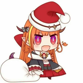 🎅 Coco Kiryu Anime, Vtuber, Noël, Kawaii, Mignon, Fanart, Dessin animé, Chibi whatsapp sticker
