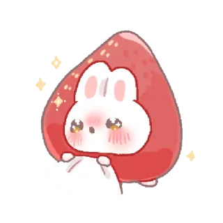 🍓 coelho, fofo, adesivo, kawaii, animal, desenho animado whatsapp sticker
