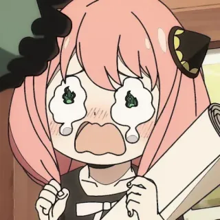 🥺 Anya Forger Spy x Family Anime, Cartoon, Personnage, Mignon, Fanart, Pleurs, Fille telegram sticker