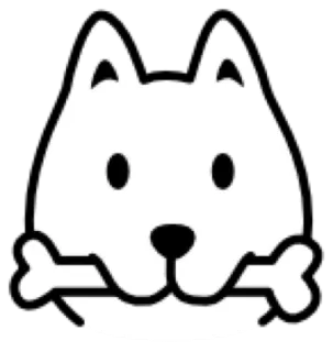 😊 Hund, Knochen, Tier, Haustier, Cartoon, Weiß, Schwarz telegram sticker