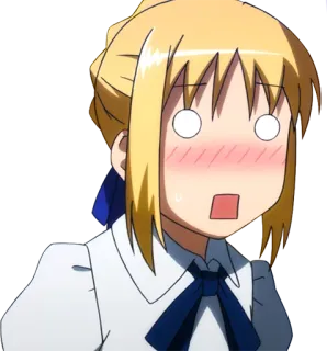 😳 Saber Fate/stay night アニメ, セイバー, Fate/stay night, ショック, 赤面, 面白い telegram sticker