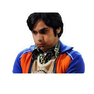 😕 Raj Koothrappali The Big Bang Theory raj, koothrappali, the big bang theory, tv show, indian, sad telegram sticker