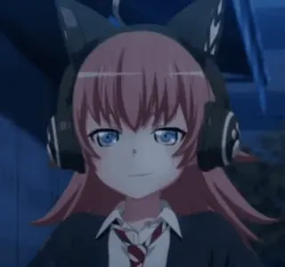 😄 Anime, Chica, Orejas de gato, Auriculares, Uniforme escolar whatsapp sticker