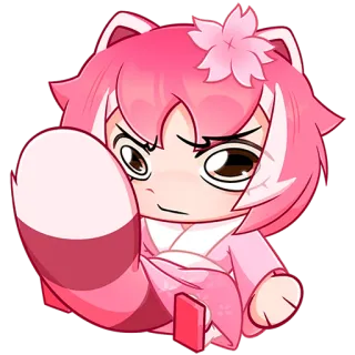 😐 anime, cartoon, chibi, red panda, character, cute telegram sticker
