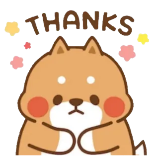 😄 THANKS หมา, ชิบะ อินุ, น่ารัก, ขอบคุณ, สัตว์ telegram sticker