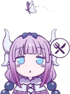 😯 Kanna Kamui Miss Kobayashi's Dragon Maid Anime, Drago, Chibi, Kanna Kamui, Farfalla, Carino telegram sticker