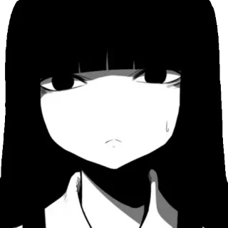 😓 Anime, Menina, Preto e branco, Personagem telegram sticker