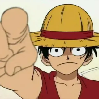 👒 Monkey D. Luffy One Piece anime, one piece, luffy, słomkowy kapelusz, wskazywanie, niegrzeczny telegram sticker