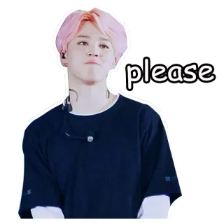 😢 please kpop, アイドル, 人, 有名人, ピンク髪, 可愛い, リクエスト telegram sticker