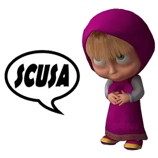 😰 Masha Masha and the Bear SCUSA masha, oso, dibujos animados, pegatina, disculpa, lo siento, scusa, italiano telegram sticker