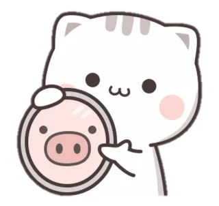🐈 Katze, Schwein, Tier, Cartoon, Niedlich, Sticker whatsapp sticker
