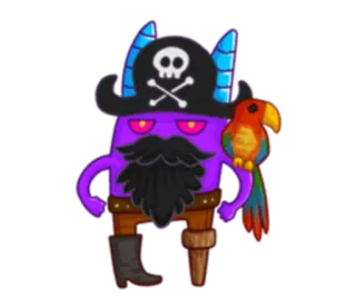 😜 pirat, cartoon, monster, schädel, papagei, holzbein, figur whatsapp sticker