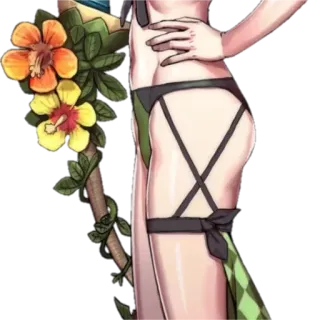 👙 anime, girl, bikini, tropical, hibiscus whatsapp sticker