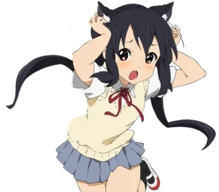 😍 Azusa Nakano K-On! Anime, Oreilles de chat, Mignon, Choqué, Azusa Nakano, K-On ! whatsapp sticker