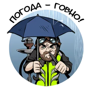 ☔️ ПОГОДА - ГОВНО! 天気, 傘, 水タバコ, 怒り, 悪態, ロシア whatsapp sticker