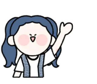 😄 Cartoon, Mädchen, winkend, Gruß, süß, Illustration telegram sticker