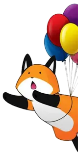 😮 zorro, animal, dibujos animados, globos, lindo telegram sticker