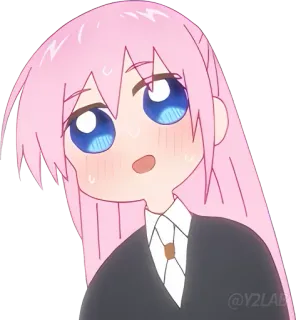 🥹 anime, cartoon, cute, kawaii, manga, pink hair telegram sticker