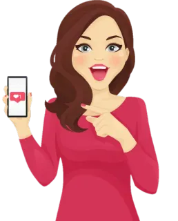 😃 Frau, Cartoon, Like, Soziale Medien, Handy, Glücklich whatsapp sticker