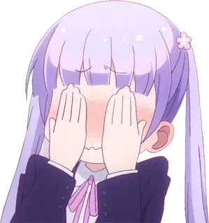 🙈 anime, envergonhada, fofa, cabelo roxo, garota telegram sticker