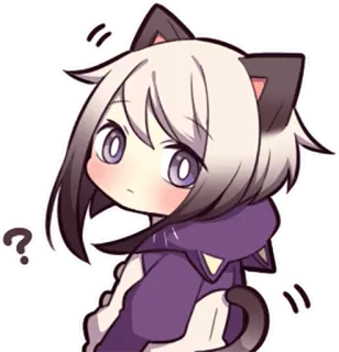 ❓ Anime, Chat, Question, Mignon, Chibi, Confus whatsapp sticker